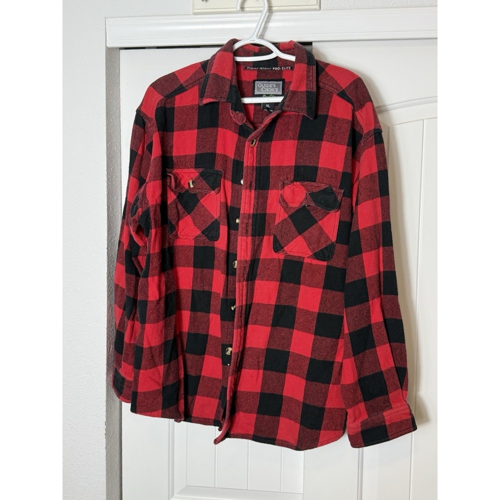 Men's sz XL Guide's Choice Flannel Brawny‎ Red Black Plaid Pro Elite